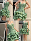 Vintage Sheath Halter Green Halter Drop Waist Hoco Gowns Short Birthday Dress Homecoming Dresses Hoco Gown HZ0311