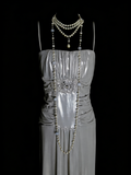 Simple A Line Spaghetti Strap Grey Senior 80s Prom Dresses High School Long Formal Dress HZ0311