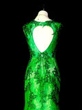 Vintage Mermaid Scoop Neck Green Lace Appliques Senior Prom Dresses High School Long Formal Dress HZ0311