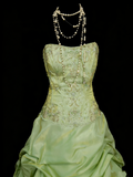 Vintage Night Aesthetic Ball Gown Strapless Sage Green 90s 80s College Formal Outfit Long Prom Graduation Dresses For Teens HZ0311