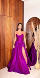 Modest Senior Prom Dresses High Schools Inspiration A Line Sweetheart Purple Slit Semi Formal Grad Long Prom Dress For Teens HZ0311