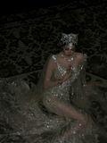 Glittery Mermaid Silver Sequin Long Court Train Wedding Dress With Cape Fairytale Brides Gown Wedding Dresses HZ0311