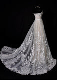 Chic Long Wedding Dresses White Mermaid Strapless Lace Long Wedding Dress For Brides Fitted With Train Bridal Gowns HZ0311