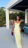 Yellow Mermaid Yellow Satin Sweetheart Long Evening Prom Dresses Wedding Guest Dress HZ0311