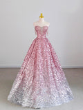 Classy Ball Gown Sweetheart Pink Sequins Long Inspo For Women Girls Formal Party Gowns Long Formal Prom Dresses HZ0311
