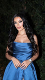 Simple A Line Strapless Royal Blue Satin With Ruffles Split Long Prom Dresses Impress 18th Birthday Outfits Party Gown HZ0311
