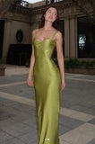 Elegant Mermaid Spaghetti Straps Mint Green Long Prom Dress with Ruched Wedding Guest Dress HZ0311