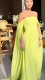 Elegant A Line Off The Shoulder Yellow Mother of the Bride/Groom Dress Simple Evening Formal Prom Dress HZ0311