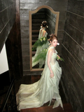 Simple A line Strapless Sage Green Shiny Satin Sage Green Prom Dress Aesthetic Long Graduation Dance Evening Outfits HZ0311