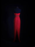 Vintage Sheath Halter 1950s Red Sequined Evening For Women Party Dresses Long Formal Prom Dresses 20th Birthday Gown HZ0311