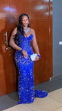 Luxurious Mermaid Sweetheart Royal Blue Sequin Prom Dress 16 Birthday Party Dress Evening Dresses HZ0311