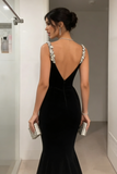 Elegant Mermaid Sweetheart Black Bodycon Evening Women Party Long Formal Prom Dress 16 Birthday Gown Ladies Dresses HZ0311