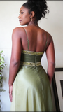 Vintage Mermaid Spaghetti Straps Ombre Green Chiffon For Women Party Dress Long Formal Prom Dresses 18th Birthday Gowns HZ0311