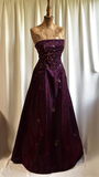 Vintage A line Strapless Burgundy Satin For Women Party Dresses Formal Prom Dress Inspo 22th Birthday Gown HZ0311