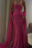 Charming Strapless Sleeveless Long Mermaid Prom Dress With Beading HZ0311