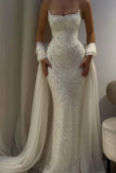 Charming Strapless Sleeveless Long Mermaid Prom Dress With Beading HZ0311