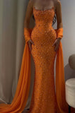 Charming Strapless Sleeveless Long Mermaid Prom Dress With Beading HZ0311