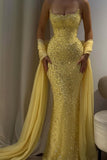 Charming Strapless Sleeveless Long Mermaid Prom Dress With Beading HZ0311