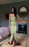 Sexy Prom Dresses Impress High Low Spaghetti Straps Sage Green Chiffon With Beads Semi Formal Graduation Party Dress For Teens High Schools HZ0311