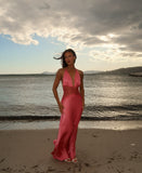 Classy Prom Dresses Inspiration Sheath Halter Pink Silky Satin Long Semi Formal Dance Grad Prom Dress For Teens High Schools HZ0311