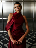 Classy Prom Dresses Inspiration A line High Neck Wine Red Burgundy Satin Long Semi Formal Dance Grad Prom Dress For Teens High Schools HZ0311