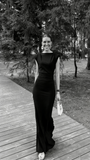 Elegant Mermaid Scoop Neck Burgundy With Sleeves Long Formal Fancy Evening Dress Dinner Outfits Classy Party Gowns HZ0311