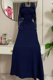 Elegant Mermaid Off The Shoulder Navy Blue With Sleeves Winter Long Formal Ideas Prom Evening Dress Dinner Outfits Party Gowns For Women HZ0311