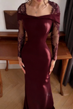 Elegant Mermaid Off The Shoulder Navy Blue With Sleeves Winter Long Formal Ideas Prom Evening Dress Dinner Outfits Party Gowns For Women HZ0311