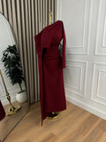 Elegant Mermaid One Shoulder Burgundy With Sleeves Winter Long Formal Ideas Prom Evening Dress Dinner Outfits Party Gowns For Women HZ0311