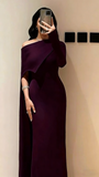 Elegant Mermaid One Shoulder Burgundy With Sleeves Winter Long Formal Ideas Prom Evening Dress Dinner Outfits Party Gowns For Women HZ0311