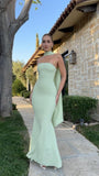 Classy Mermaid Strapless Slim Yellow With Scarf Long Formal Fancy Prom Evening Dresses Dinner Outfits Classy Party Gown HZ0311