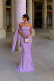 Classy Mermaid Strapless Slim Yellow With Scarf Long Formal Fancy Prom Evening Dresses Dinner Outfits Classy Party Gown HZ0311