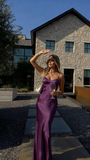 Simple Mermaid Spaghetti Straps Champagne Silky Satin Long Formal Fancy Prom Evening Dress Dinner Outfits Classy Party Gowns HZ0311