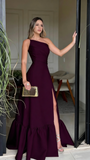 Classy Prom Dresses Inspiration A line One Shoulder Green Satin Long Semi Formal Dance Grad Prom Dresses For Teens HZ0311