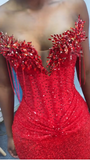 Elegant Mermaid Sweetheart Sequin With Beadings Long Formal Prom Evening Dress Dinner Outfits Party Gowns HZ0311