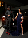 Sexy Special Occasion Dress Mermaid Sweetheart Red Prom Dresses With Split Beads Party Dress Long Evening Dresses HZ0311