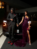 Sexy Special Occasion Dress Mermaid Sweetheart Red Prom Dresses With Split Beads Party Dress Long Evening Dresses HZ0311