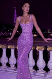 Sexy Mermaid Square Neck Gold Sequin Prom Dresses Party Dress Long Evening Dresses HZ0311