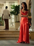 Elegant Mermaid Cowl Neck Satin Red Long Formal Prom Evening Dress Dinner Outfits Party Gowns HZ0311
