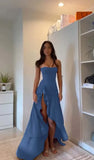 Classy High Low Strapless Grape Satin Slit Prom Dresses Party Dress Long Evening Dresses HZ0311