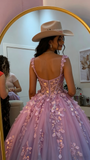 Classy Ball Gown Sweetheart Lilac Tulle Appliques Prom Dresses Party Dress Long Evening Dresses HZ0311