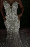 Classy Mermaid Sweetheart Silver Gray Sequins Prom Dresses Party Dress Long Evening Dresses HZ0311