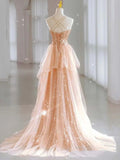 Chic Mermaid Spaghetti Straps Lilac Sequins Long Formal Fancy Prom Evening Dress Dinner Outfits Party Gowns For Teens HZ0311