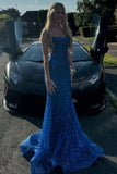 Sexy Prom Dresses 1950s Mermaid Spaghetti Straps Light Sky Blue Sequins Long Parties Gowns Evening Dress HZ0311