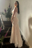 Sexy Prom Dresses 1950s Mermaid Spaghetti Straps Light Sky Blue Sequins Long Parties Gowns Evening Dress HZ0311