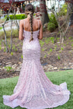 Sexy Prom Dresses 1950s Mermaid Spaghetti Straps Light Sky Blue Sequins Long Parties Gowns Evening Dress HZ0311
