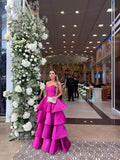 Elegant Ball Gown Sweetheart Satin Layered Long Formal Prom Evening Dresses Dinner Outfits Party Gowns HZ0311
