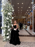 Elegant Ball Gown Sweetheart Satin Layered Long Formal Prom Evening Dresses Dinner Outfits Party Gowns HZ0311