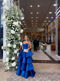 Elegant Ball Gown Sweetheart Satin Layered Long Formal Prom Evening Dresses Dinner Outfits Party Gowns HZ0311