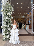 Elegant Ball Gown Sweetheart Satin Layered Long Formal Prom Evening Dresses Dinner Outfits Party Gowns HZ0311